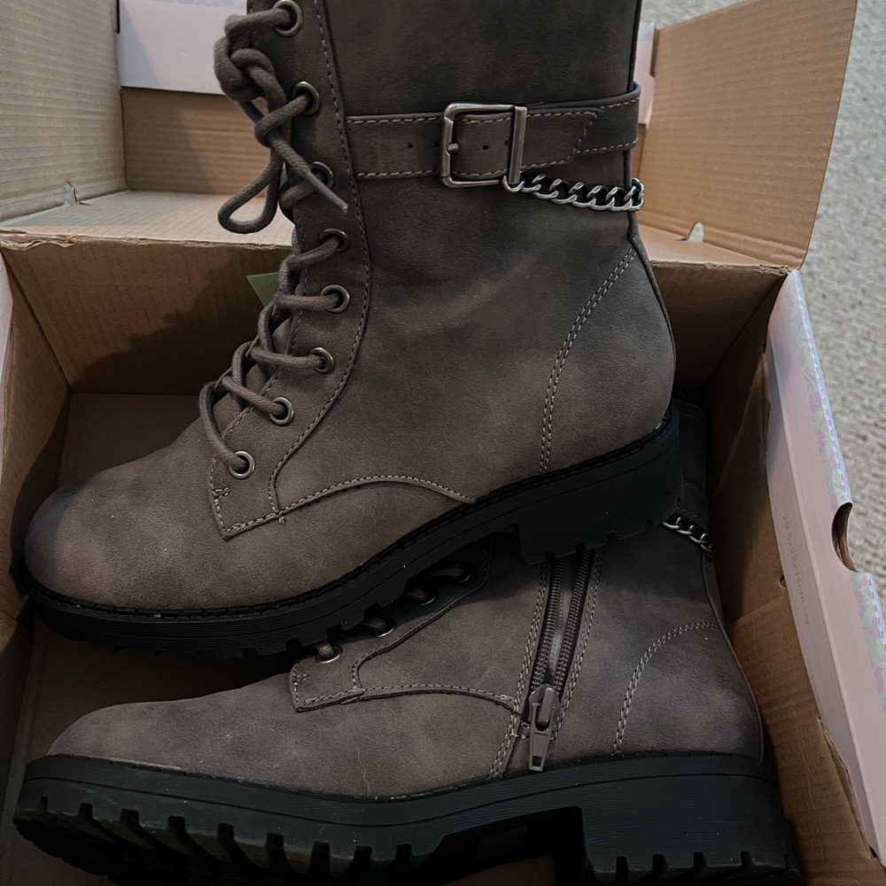 Jellypop Dark Gray Combat Boots